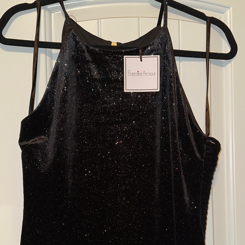 Premier Amour Black Sparkle Midi Dress